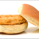 Chicken patty sandwich on white background